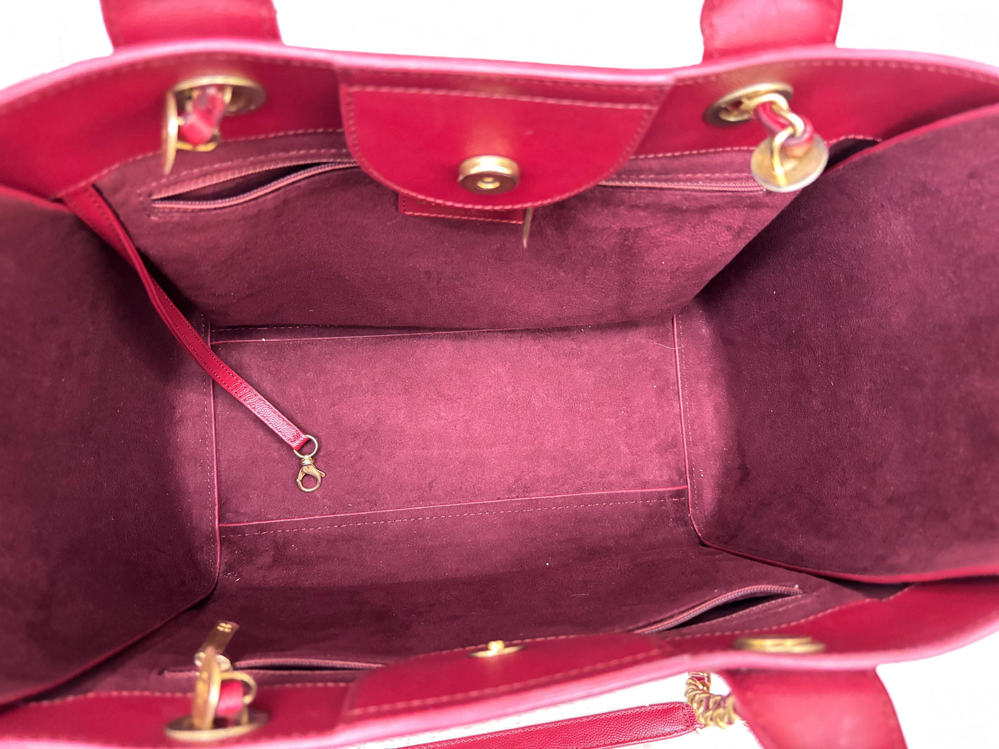 Chanel Deauville Small Caviar Studded Burgundy GHW #26