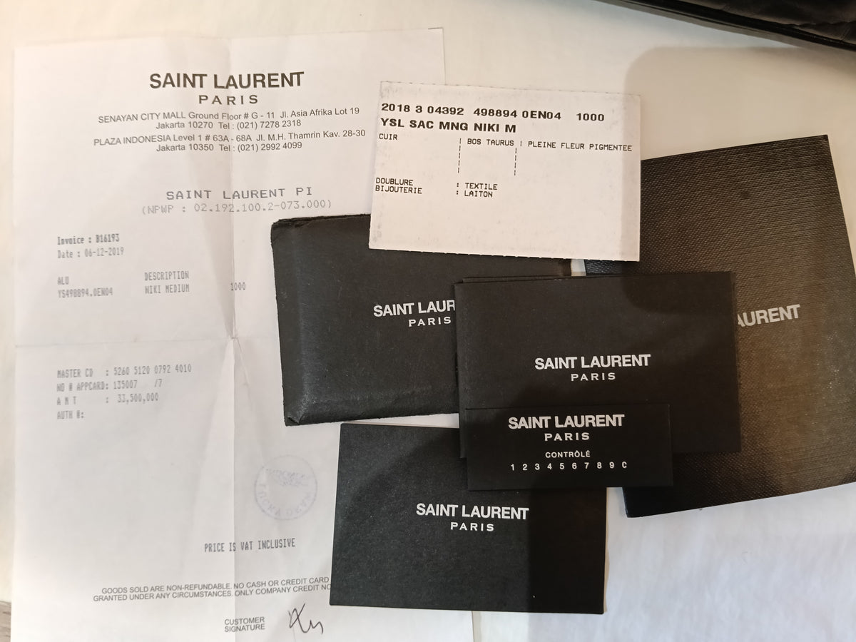 YsL Niki Medium Calfskin Black RHW 2019