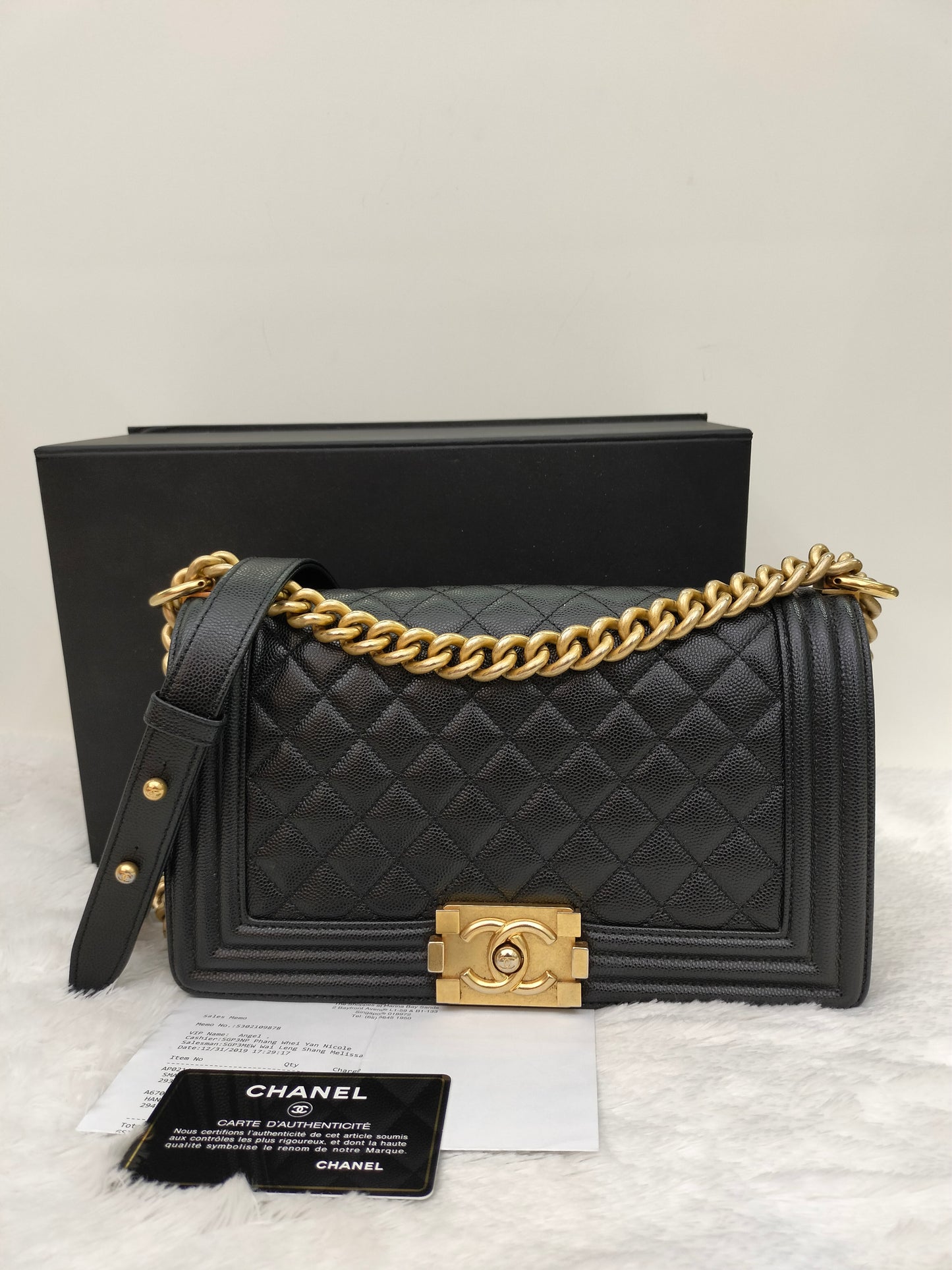Chanel Boy 25 Caviar Black GHW #29