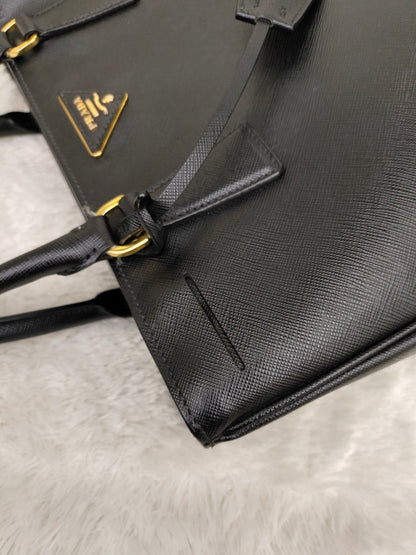 Prada Saffiano Lux Nero 33cm Double Zip GHW