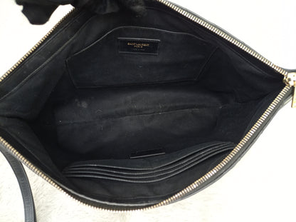 YsL Tablet Pouch Matelasse Monogram Cassandre Calfskin Black GHW 2016