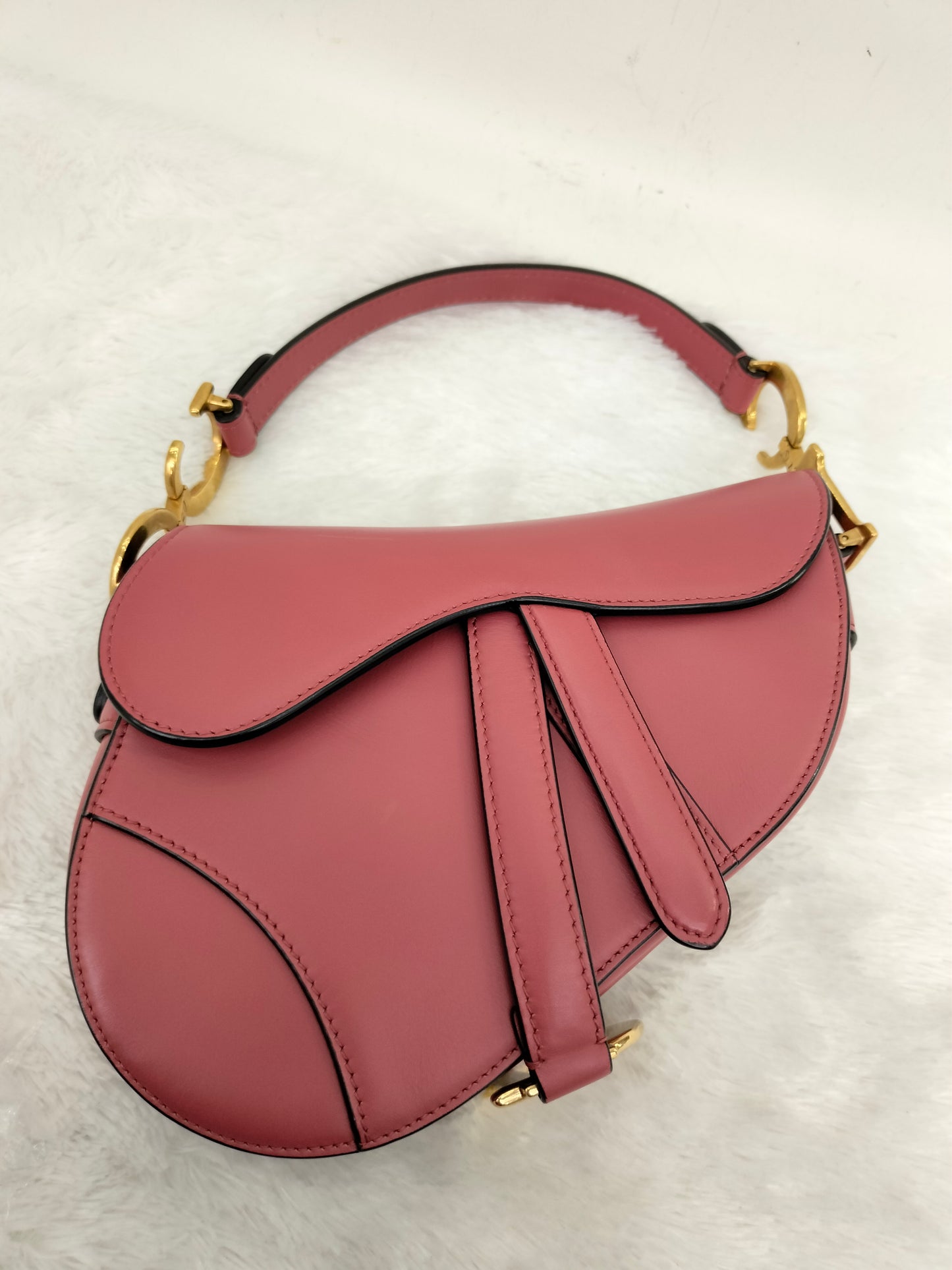 Dior Saddle Small Calfskin Pink Coral GHW