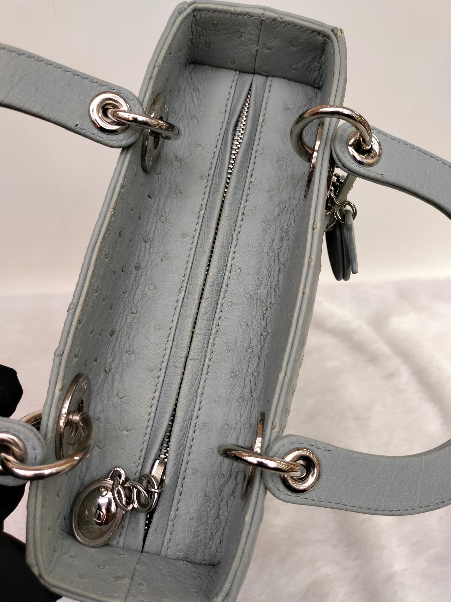 Lady Dior Medium Ostrich Baby Blue SHW 2017