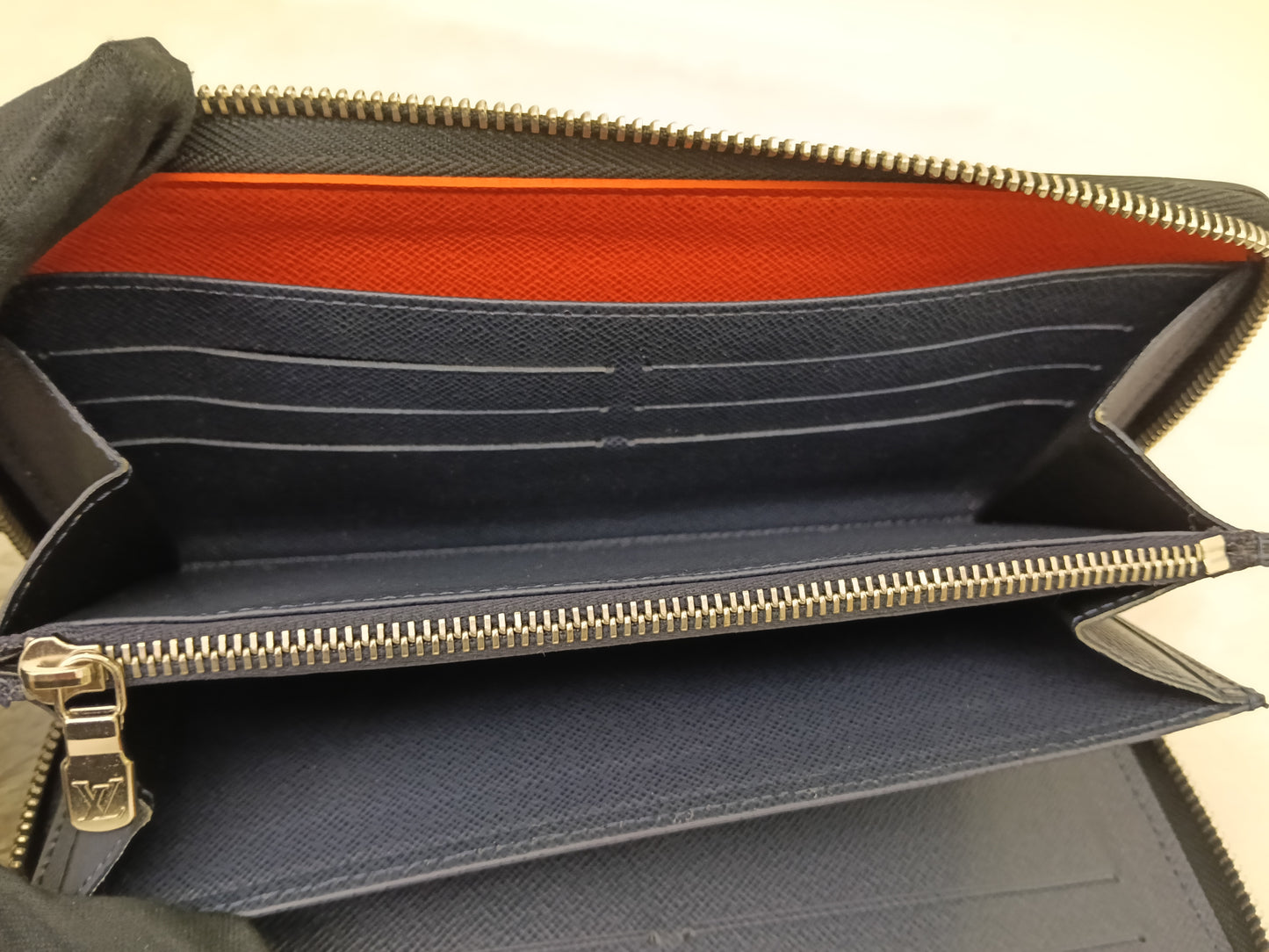 LV Zippy Wallet Long Organizer NM Epi Graphite Blue Gray