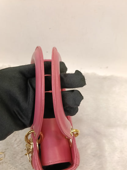 Lady Dior Small Lamb Fuchsia GHW 2018