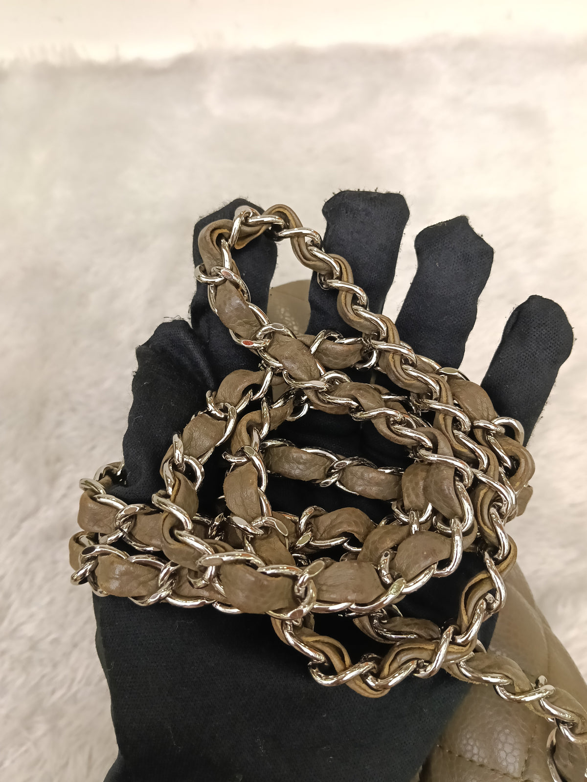 Chanel Mini Rectangular Caviar Khaki SHW SF #17