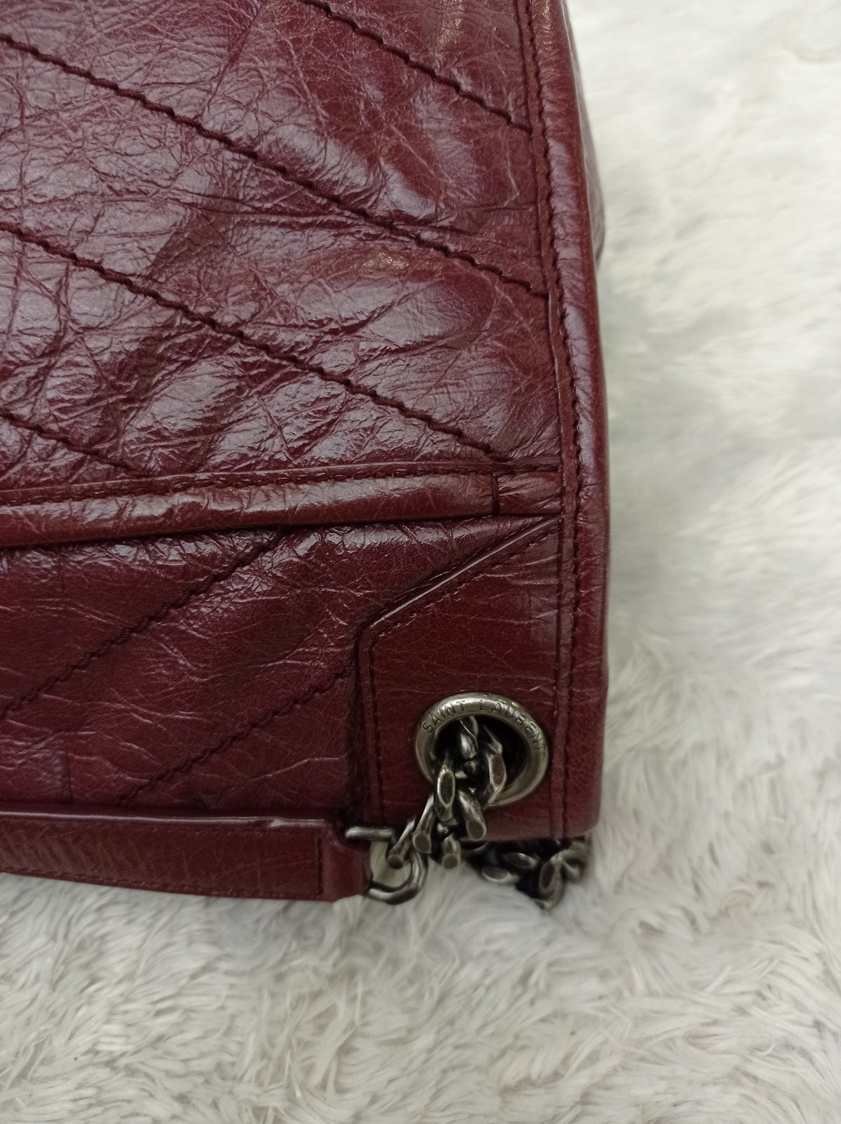 YsL Niki Medium Calfskin Burgundy RHW 2018