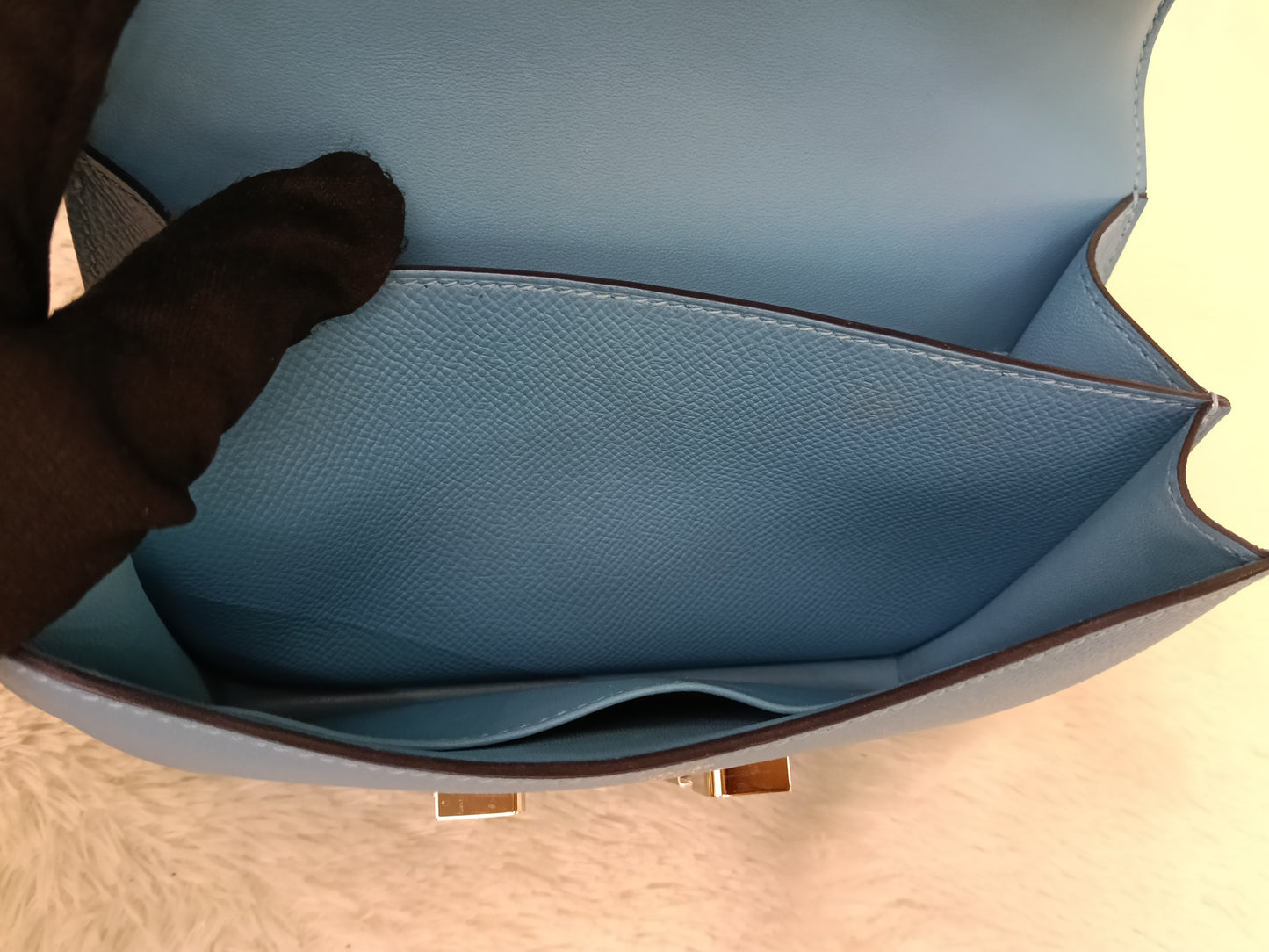 Hermes Constance 18 Epsom Bleu De Nord Rouge De Coeur Enamel PHW #Y