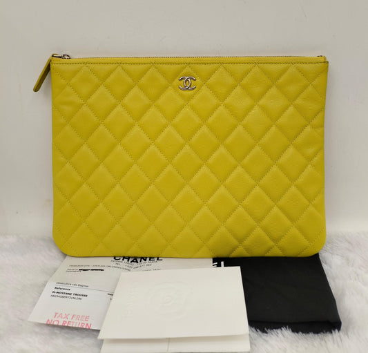 Chanel O'Case Clutch Caviar Yellow LGHW (CHIP)