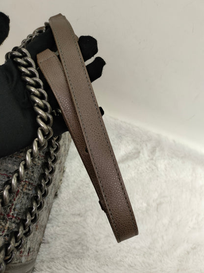 Chanel Boy Large Tweed Calfskin Brown RHW #18