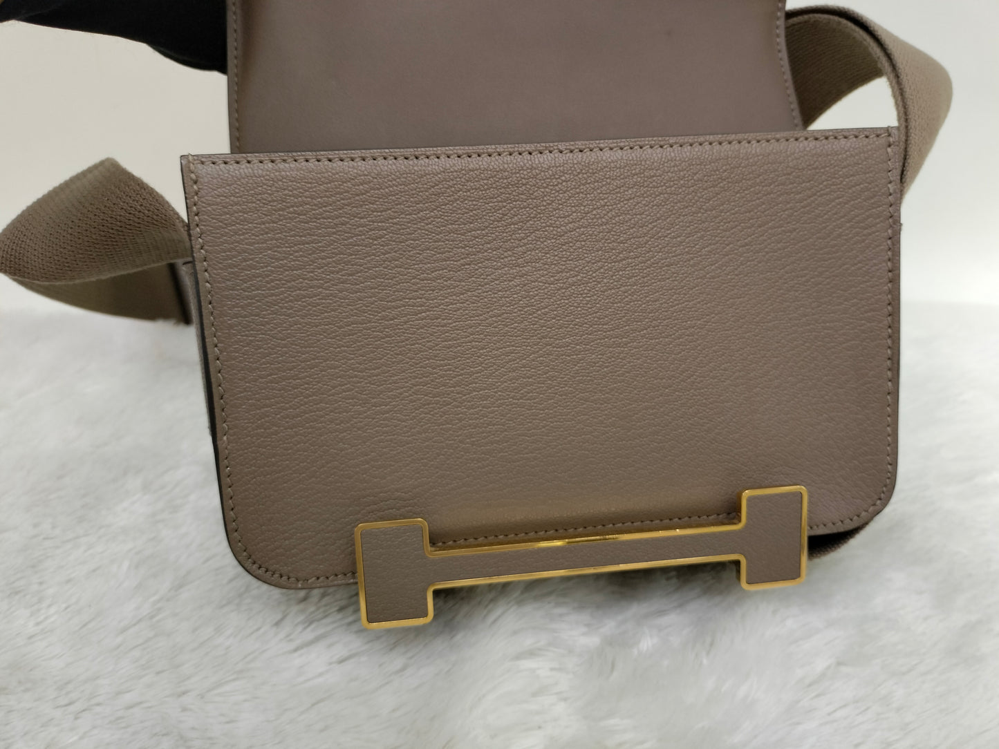 Hermes Geta Chevre Etoupe GHW #U