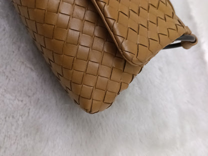 Bottega Veneta Nappa Intrecciato Flap Crossbody Camel RHW