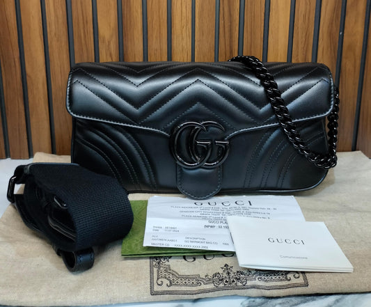 Gucci Marmont Matelasse Enamel All Black 2024