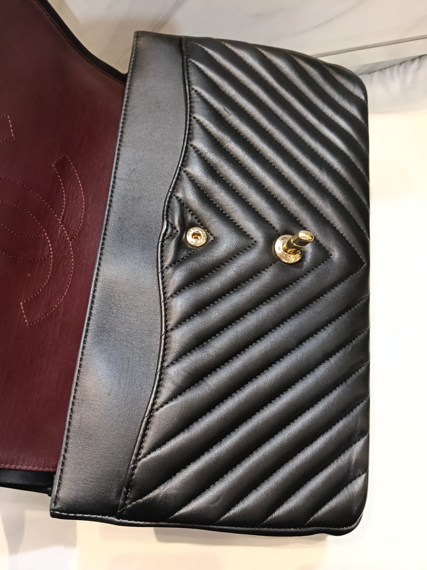 Chanel Jumbo Chevron Lamb Black GHW DF #27
