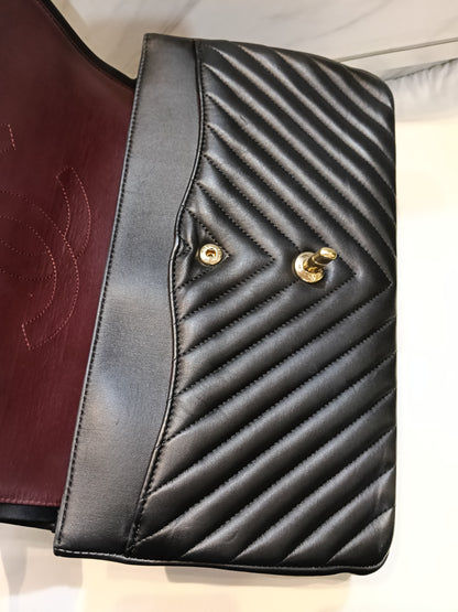 Chanel Jumbo Chevron Lamb Black GHW DF #27