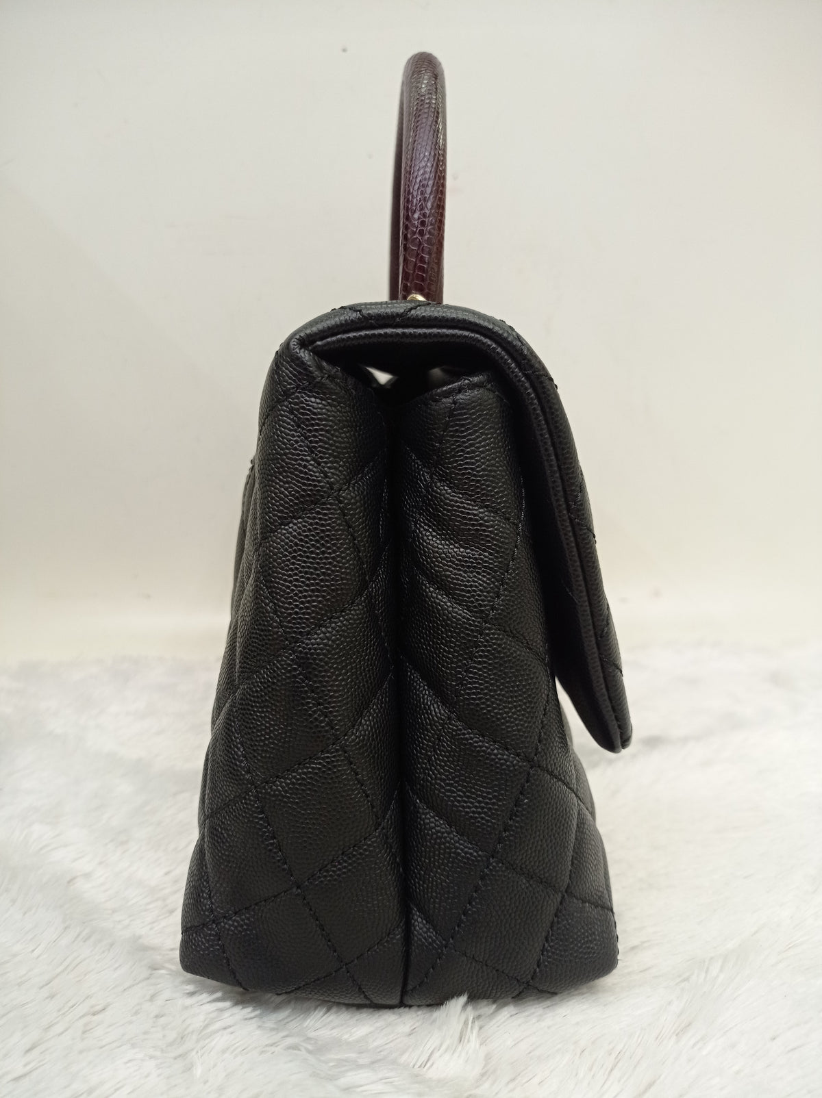 Chanel Coco Handle Medium Caviar Black Handle Lizard GHW #23