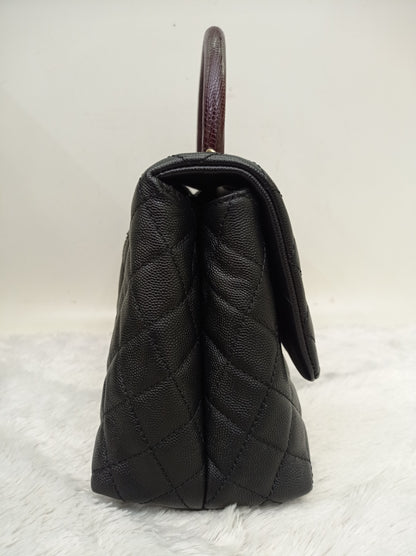 Chanel Coco Handle Medium Caviar Black Handle Lizard GHW #23