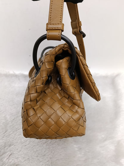 Bottega Veneta Nappa Intrecciato Flap Crossbody Camel RHW