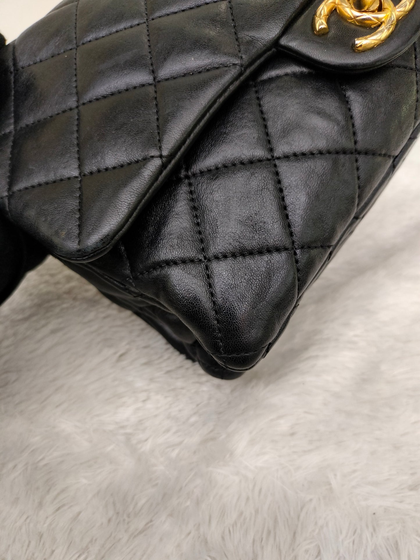 Chanel Small Pillow Crush Flap Lamb Black GHW (CHIP)