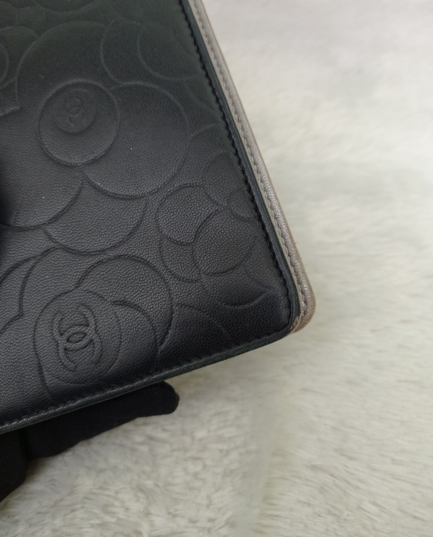 Chanel Timeless Long Flap Wallet Embossed Camellia Black SHW #14