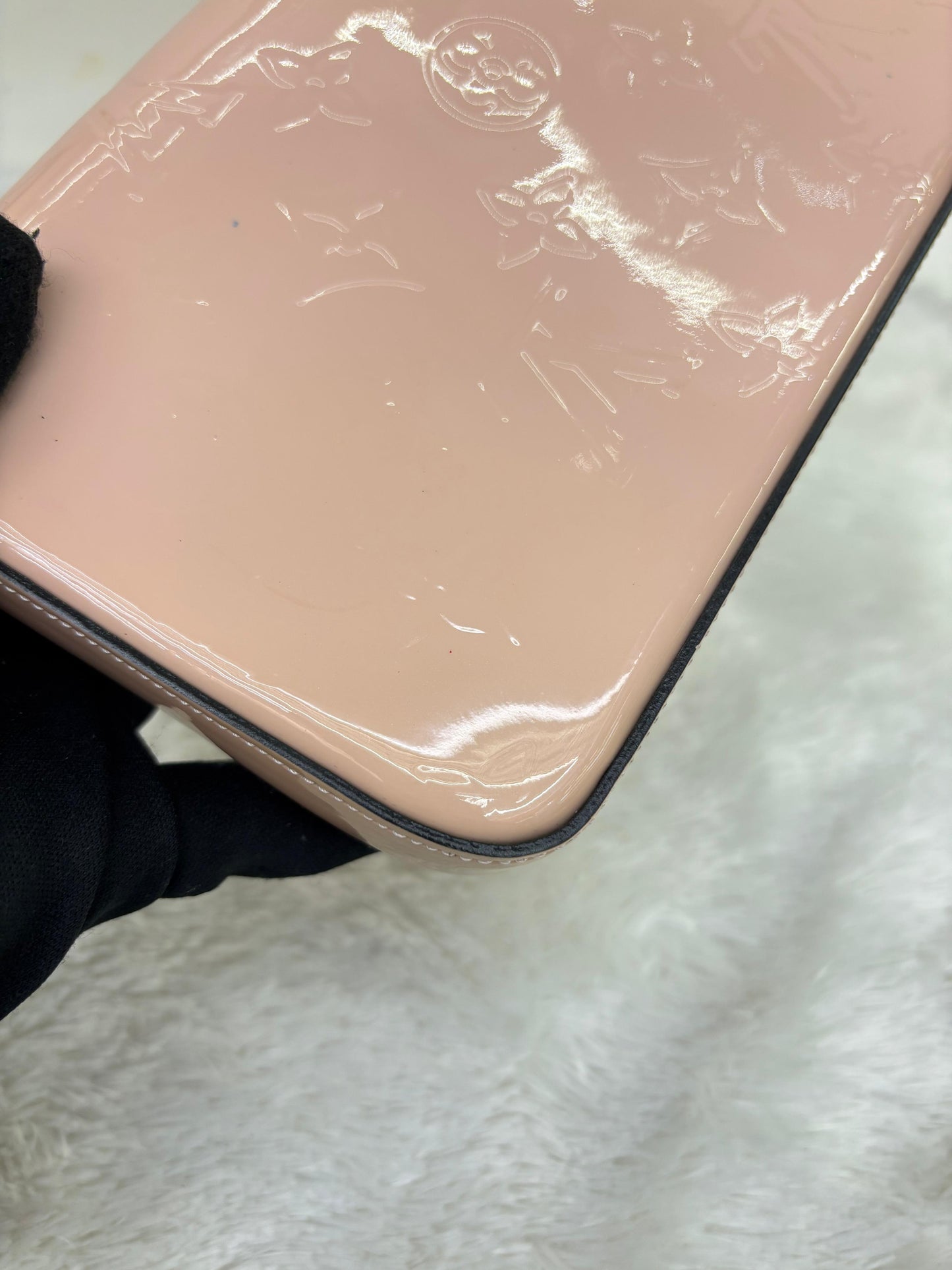 LV Felicie Monogram Vernis Rose Ballerine