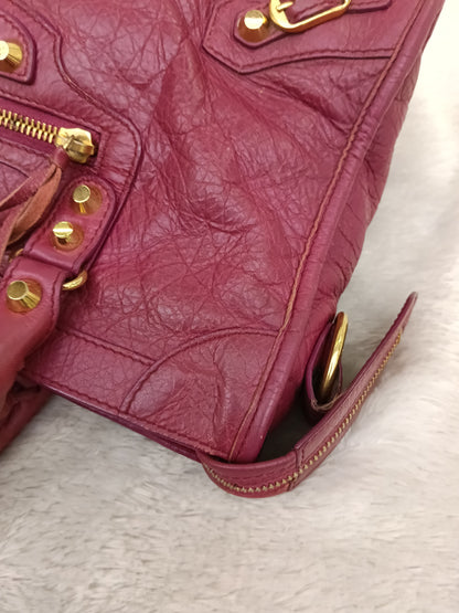 Balenciaga Small City Classic Burgundy GHW 2017