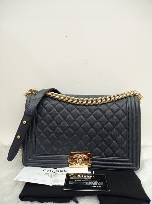 Chanel Boy 28 Caviar Black GHW #23