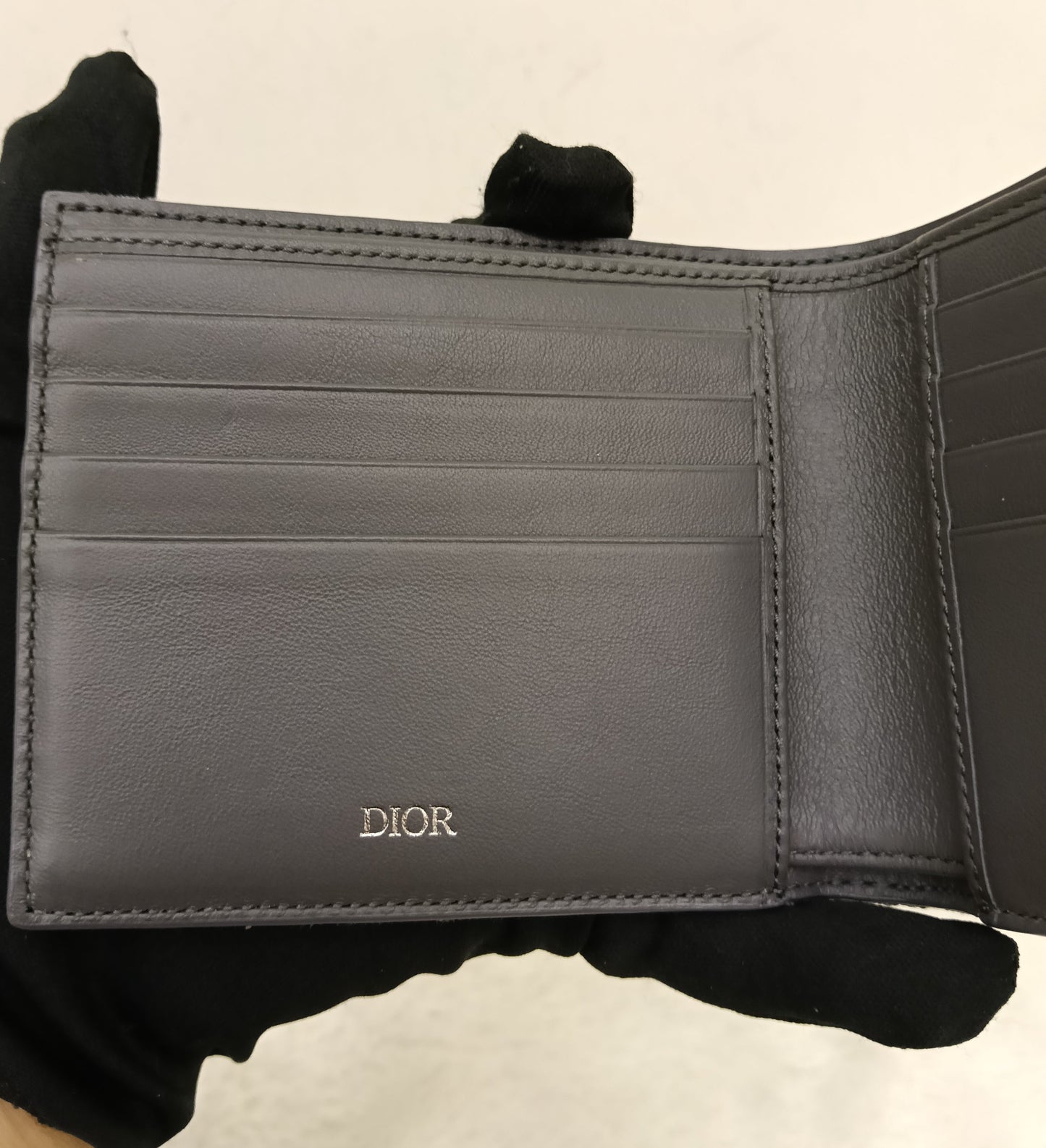 Dior Bifold Wallet Oblique Jacquard Ruthenium Grey Silver
