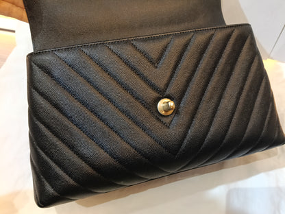Chanel Coco Handle Medium Chevron Caviar Black GHW #26