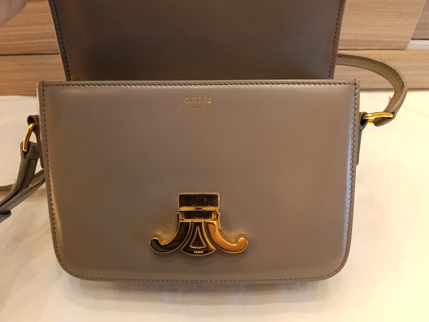 Celine Triomphe Teen Shiny Calfskin Pebble GHW 2022