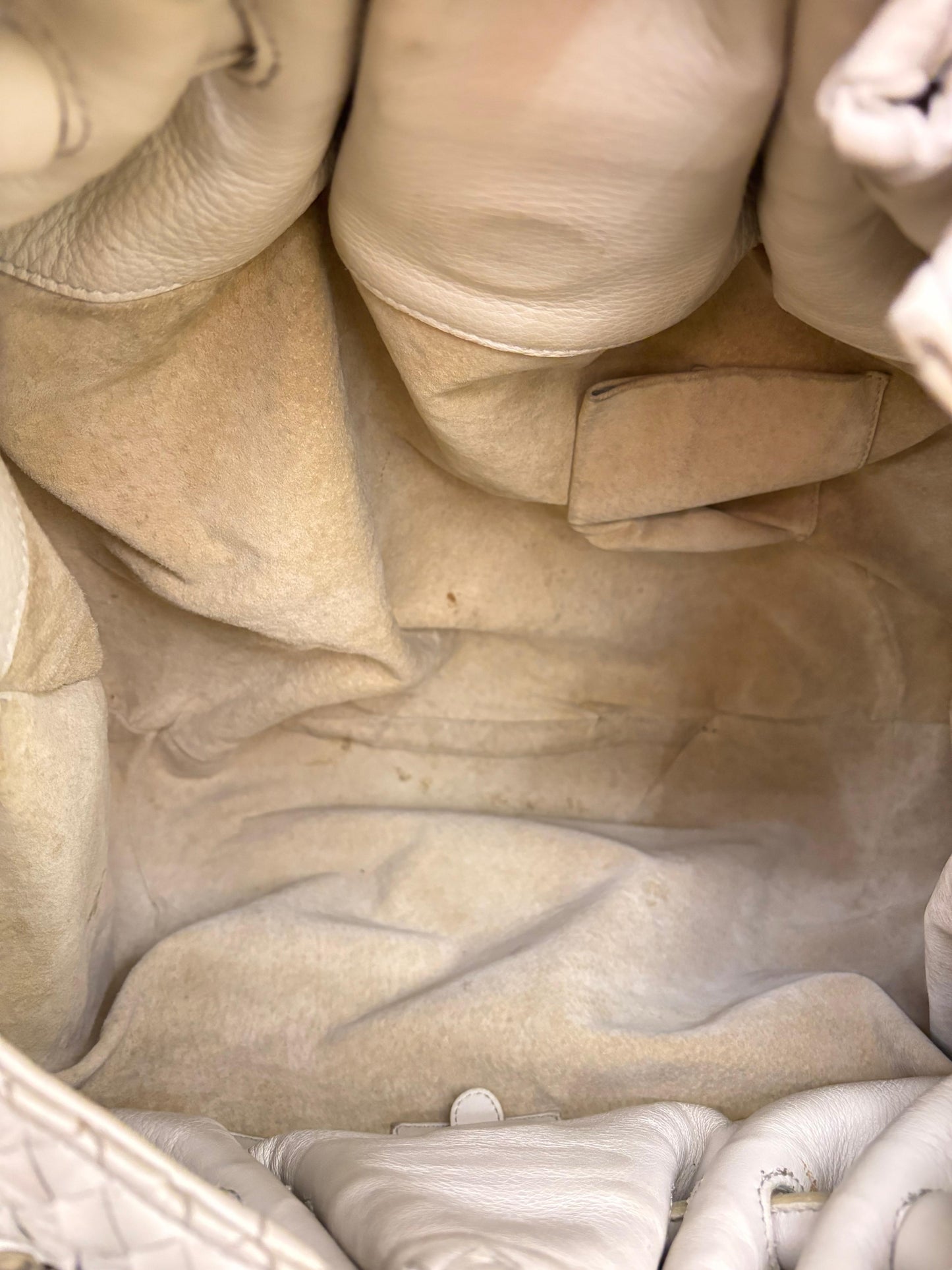 Bottega Veneta Oversized Hobo Lizard and Crocodile Trim Blanco RGHW 2008