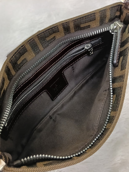 Fendi Pochette Flap Tobacco Zucca Canvas Brown SHW