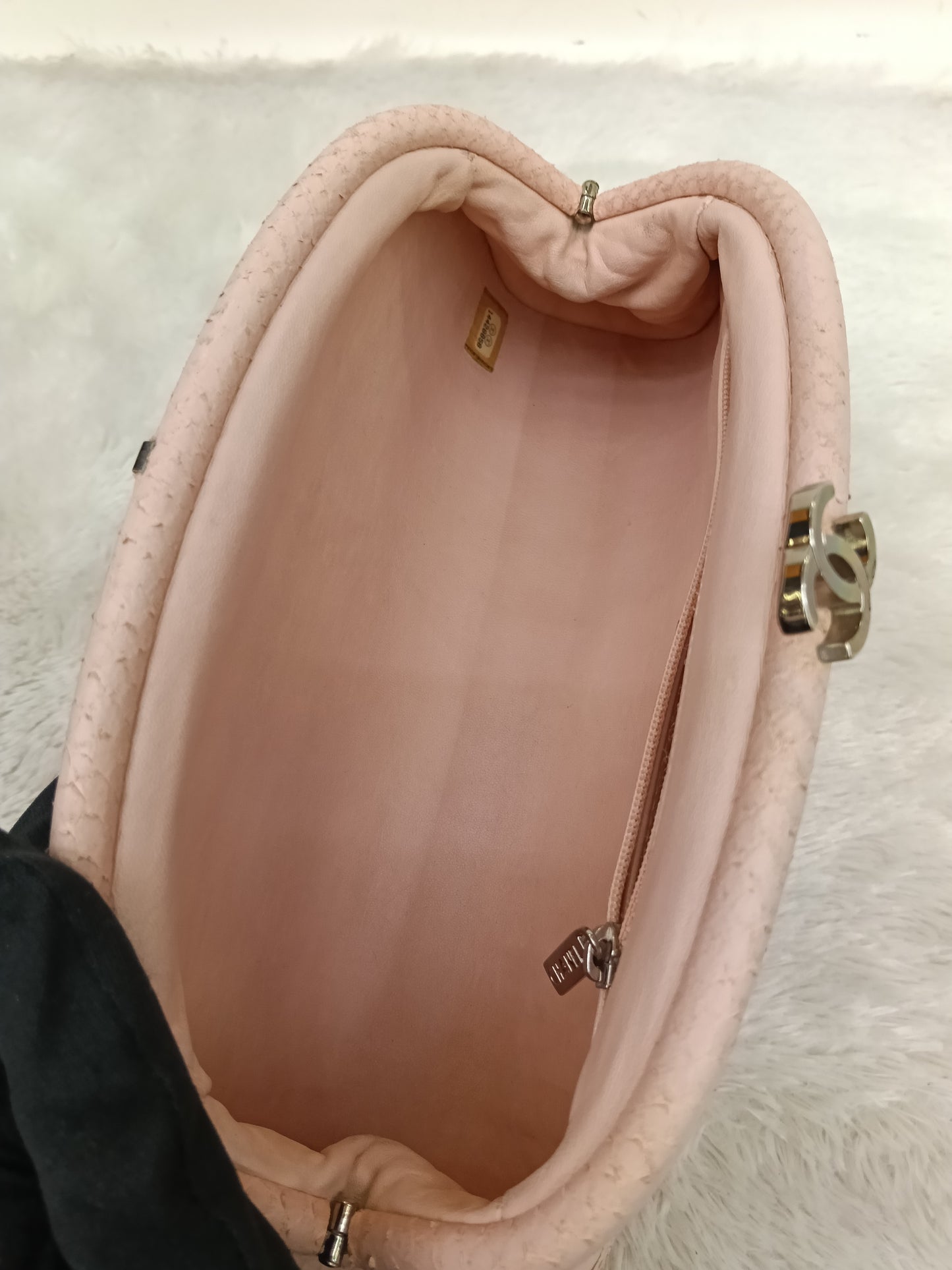 Chanel Timeless Clutch Python Pink Peach SHW #14