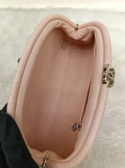 Chanel Timeless Clutch Python Pink Peach SHW #14