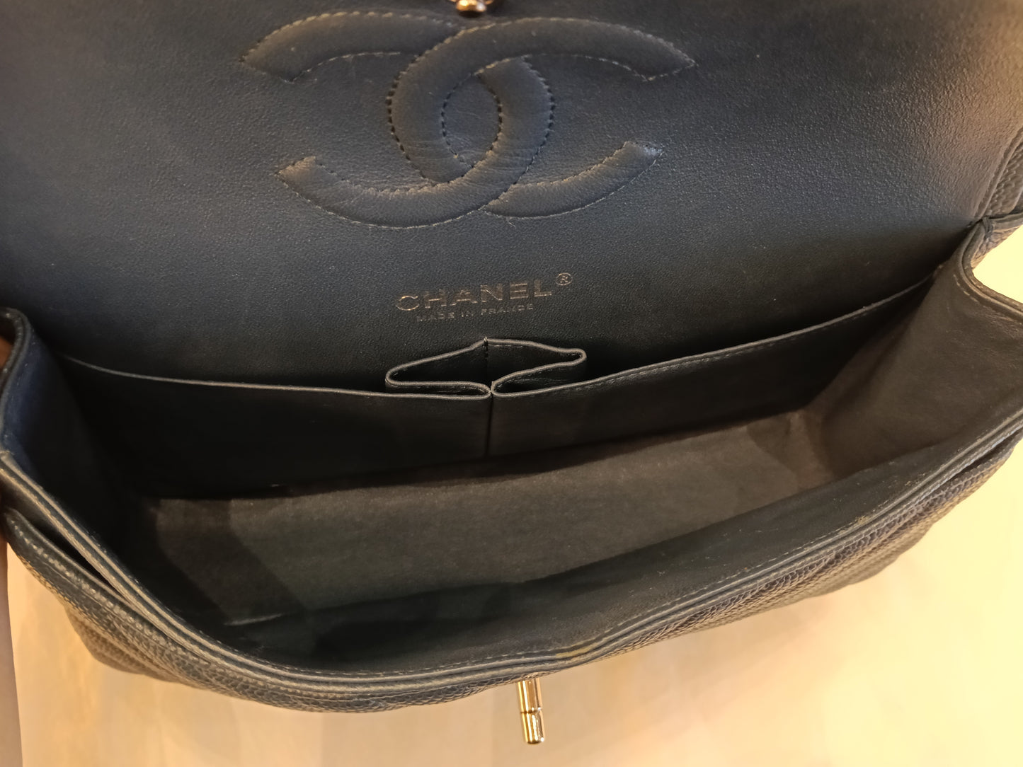 Chanel Medium Chevron Caviar Blue SHW DF #26
