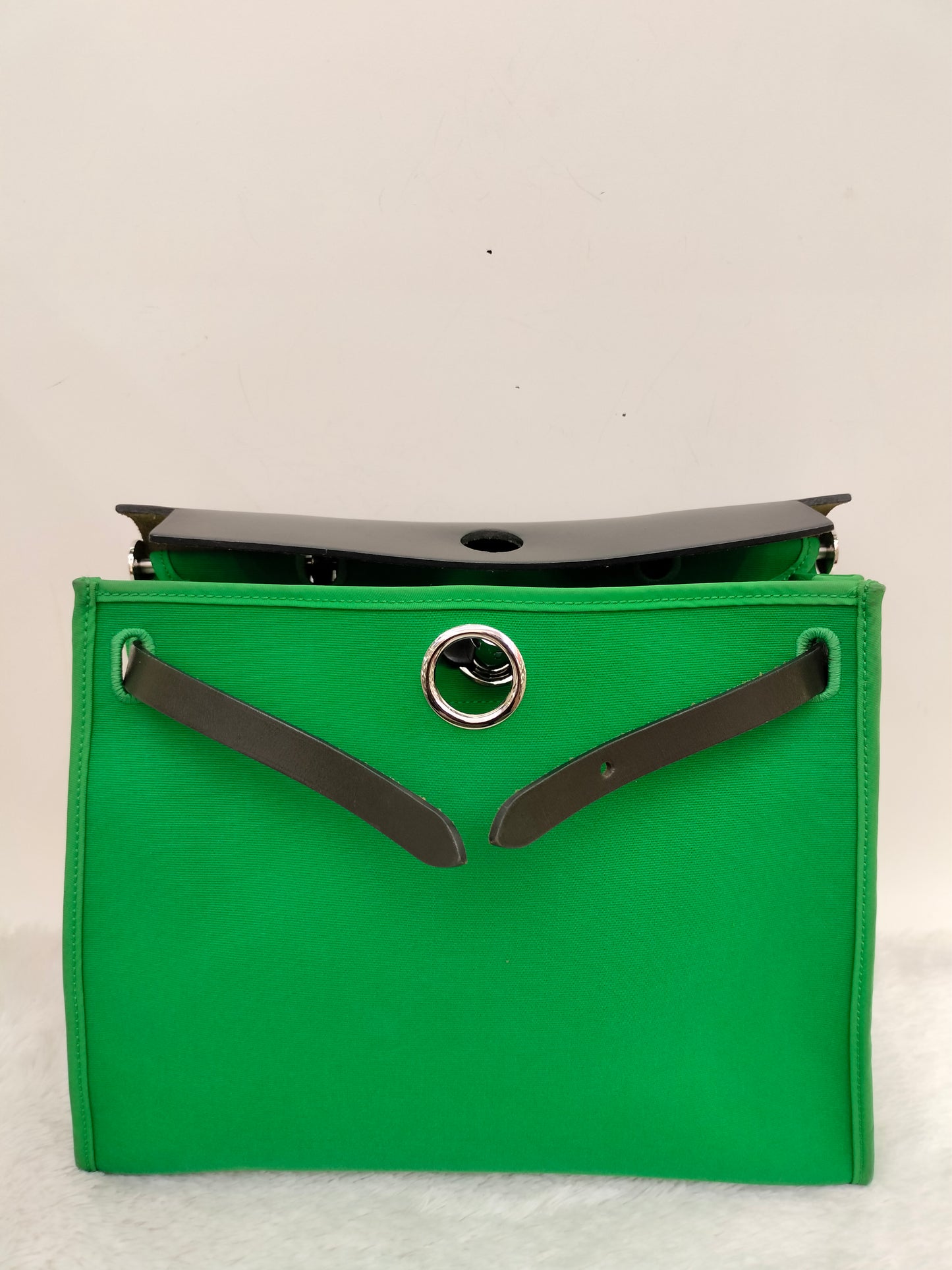 HB31 Zip Toile Vert Cactus Flap Black PHW #D