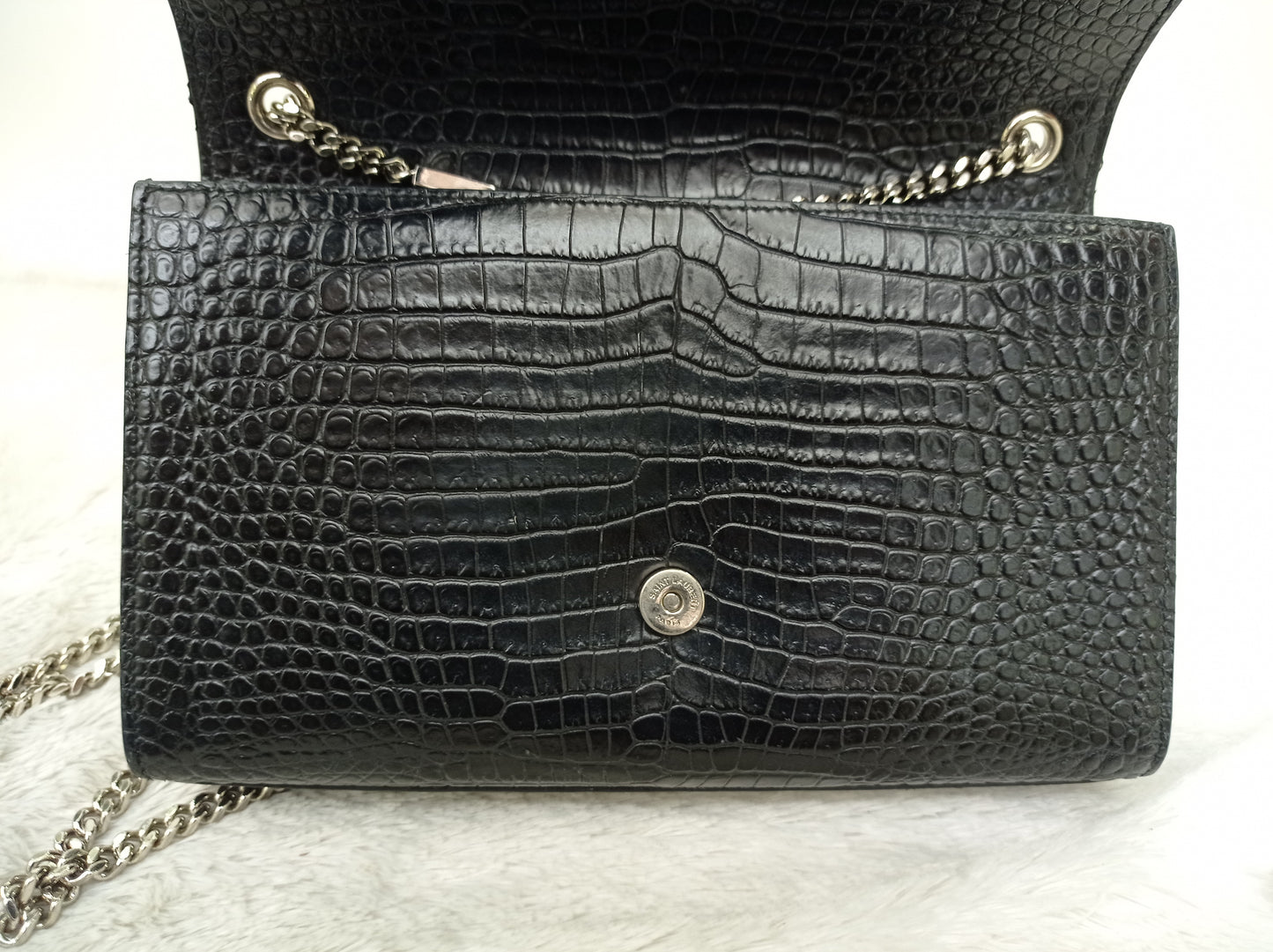 YsL Kate Tassel Medium Croco Embossed Black SHW 2018