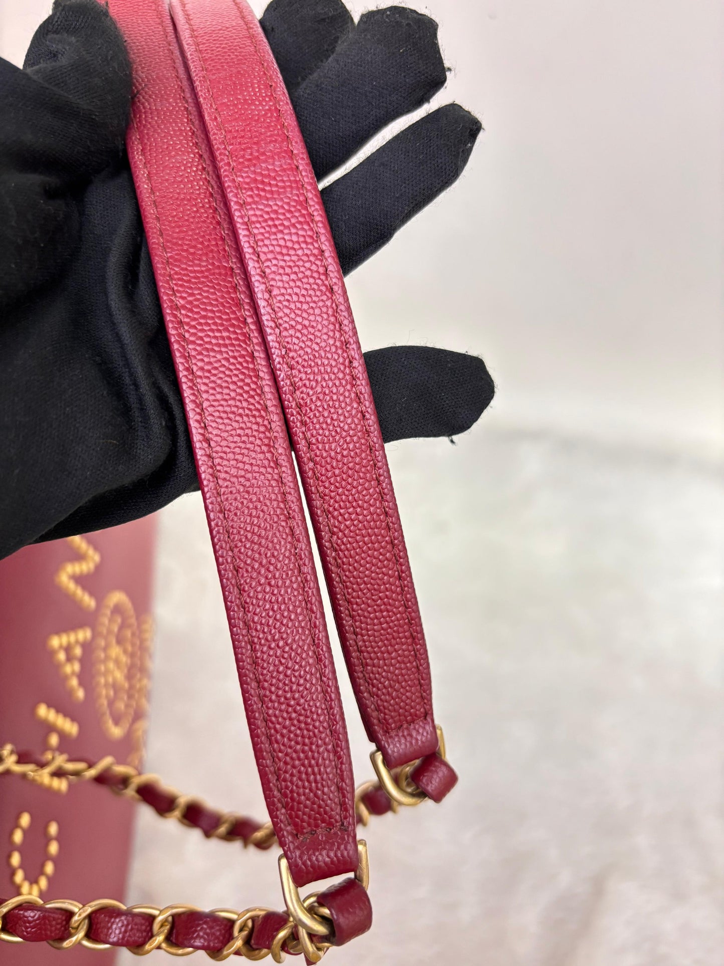 Chanel Deauville Small Caviar Studded Burgundy GHW #26