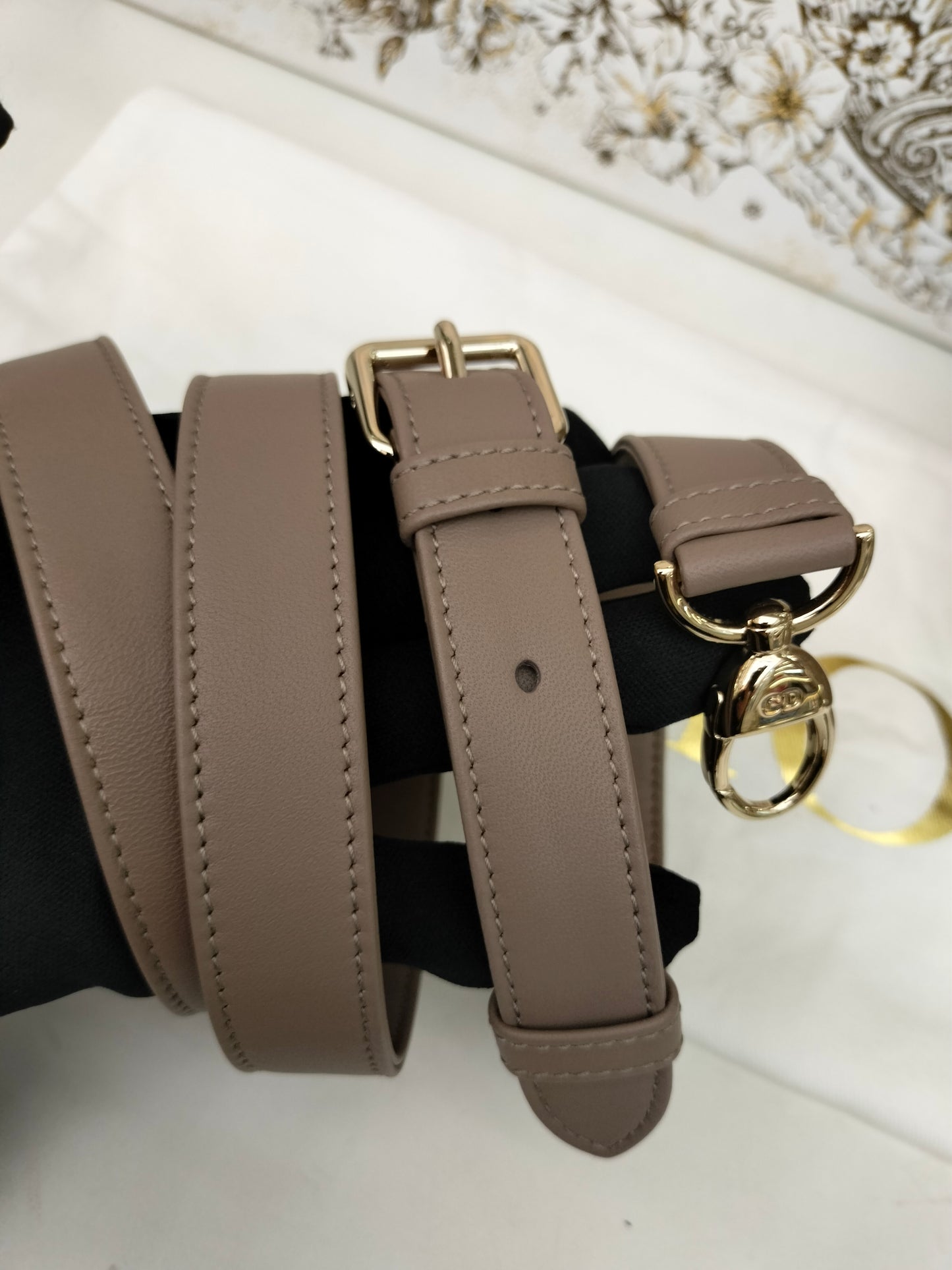 *NBU* Lady Dior Medium Lamb Taupe Enamel Charm GHW