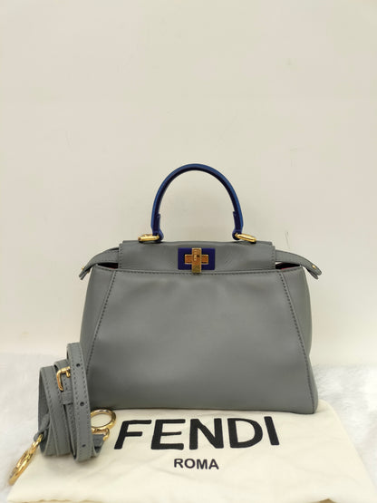 Fendi Peekaboo Mini Grey Blue GHW