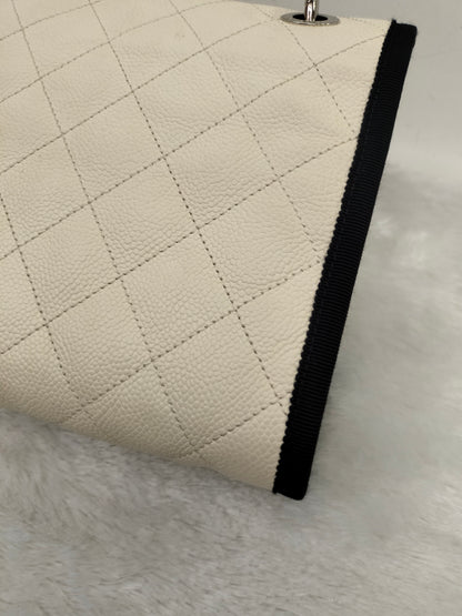 Chanel Flap Caviar White Black SHW #25