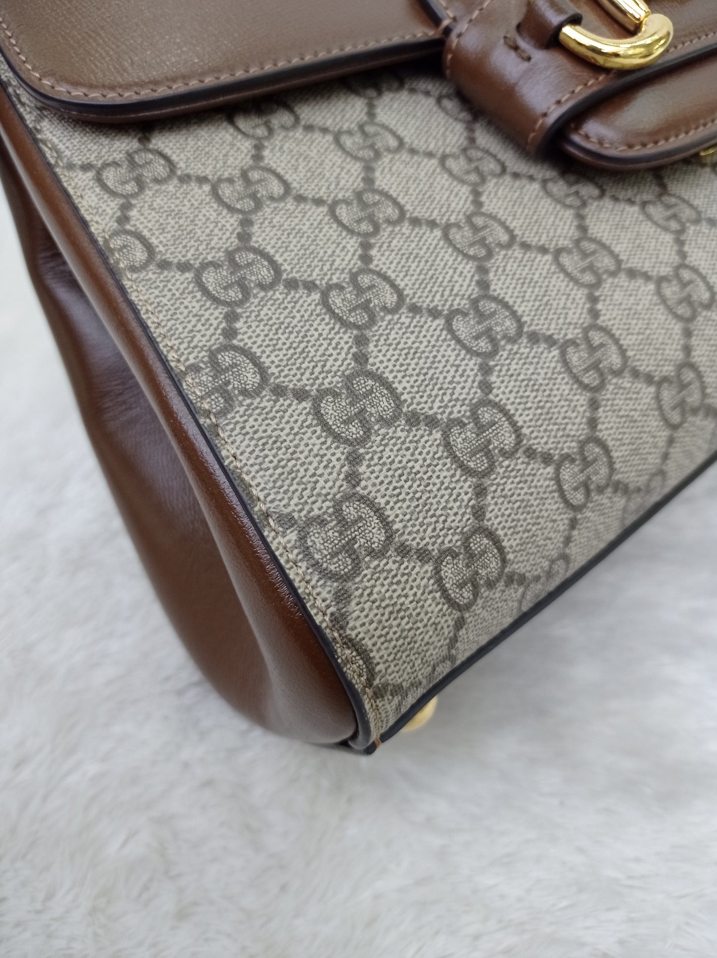 Gucci Top Handle Horsebit Medium Brown GHW