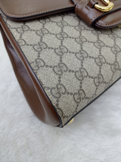 Gucci Top Handle Horsebit Medium Brown GHW