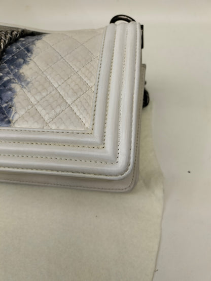 Chanel Boy 25 Rock Python White Blue RHW #17