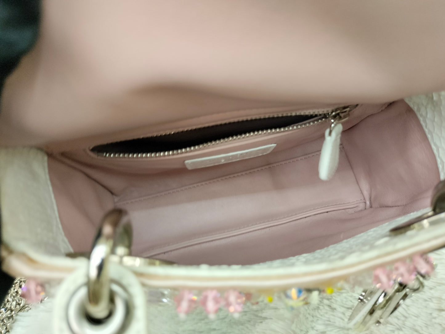 Lady Dior Mini Cannage Crystal Satin Pink Handle Python SHW 2016