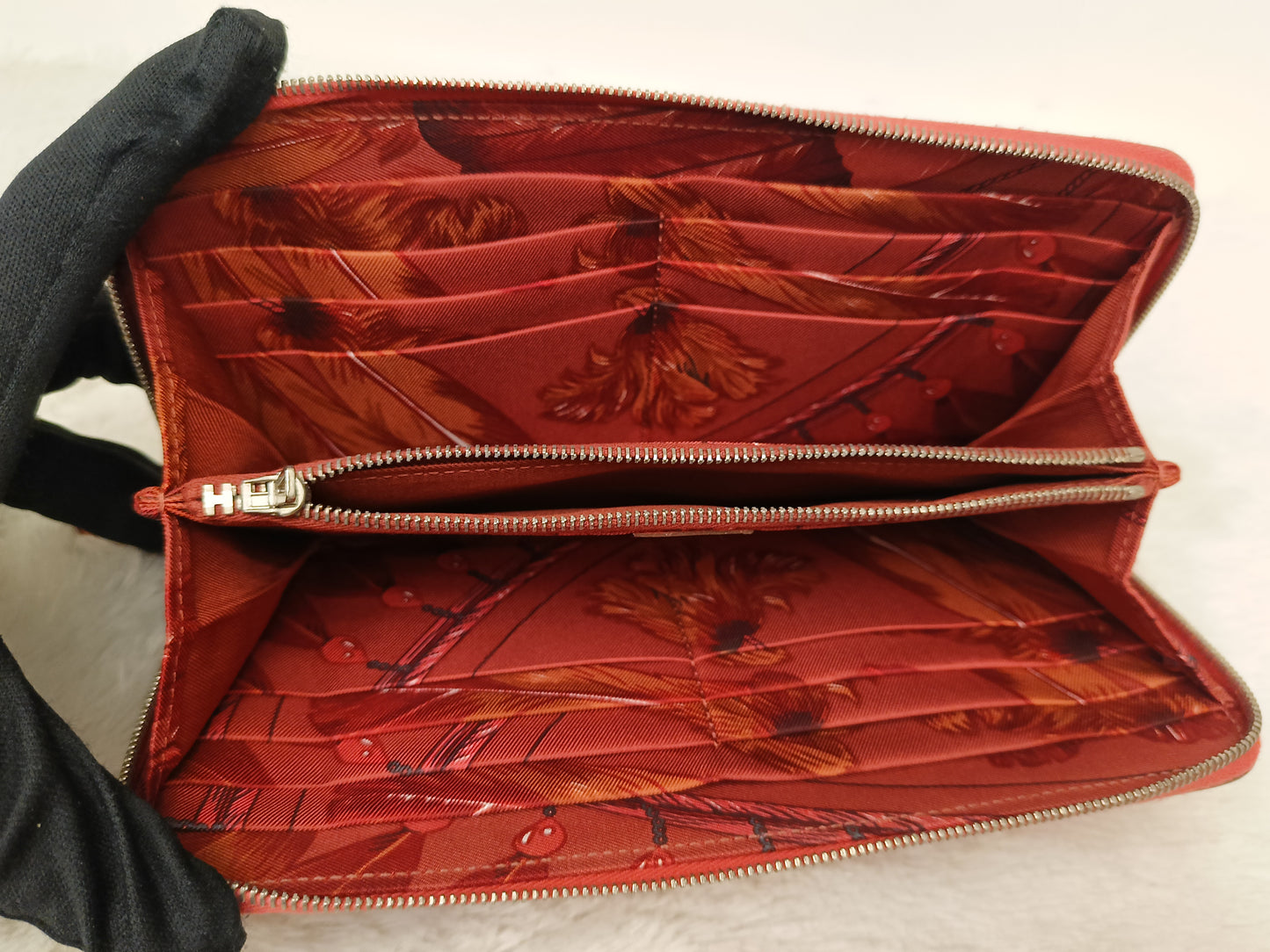 Hermes Azap Long Round Zip Wallet Epsom Orange Poppy PHW #T