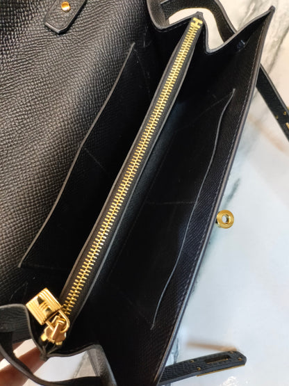 Hermes Kelly To Go Epsom Black GHW #B