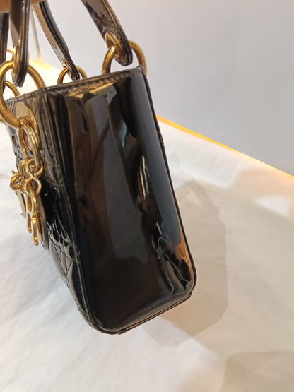 Lady Dior Mini Patent Black GHW 2016
