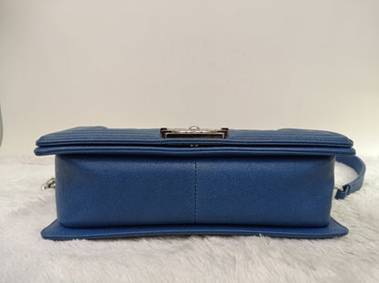 Chanel Boy 25 Caviar Blue SHW #29