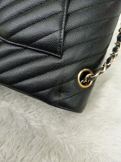Chanel Medium Chevron Caviar Black GHW DF #30